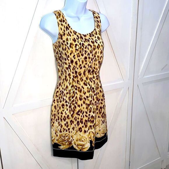 Bloomingdale's Petites Silk Animal Print Dress Size 6 - Picture 3 of 9